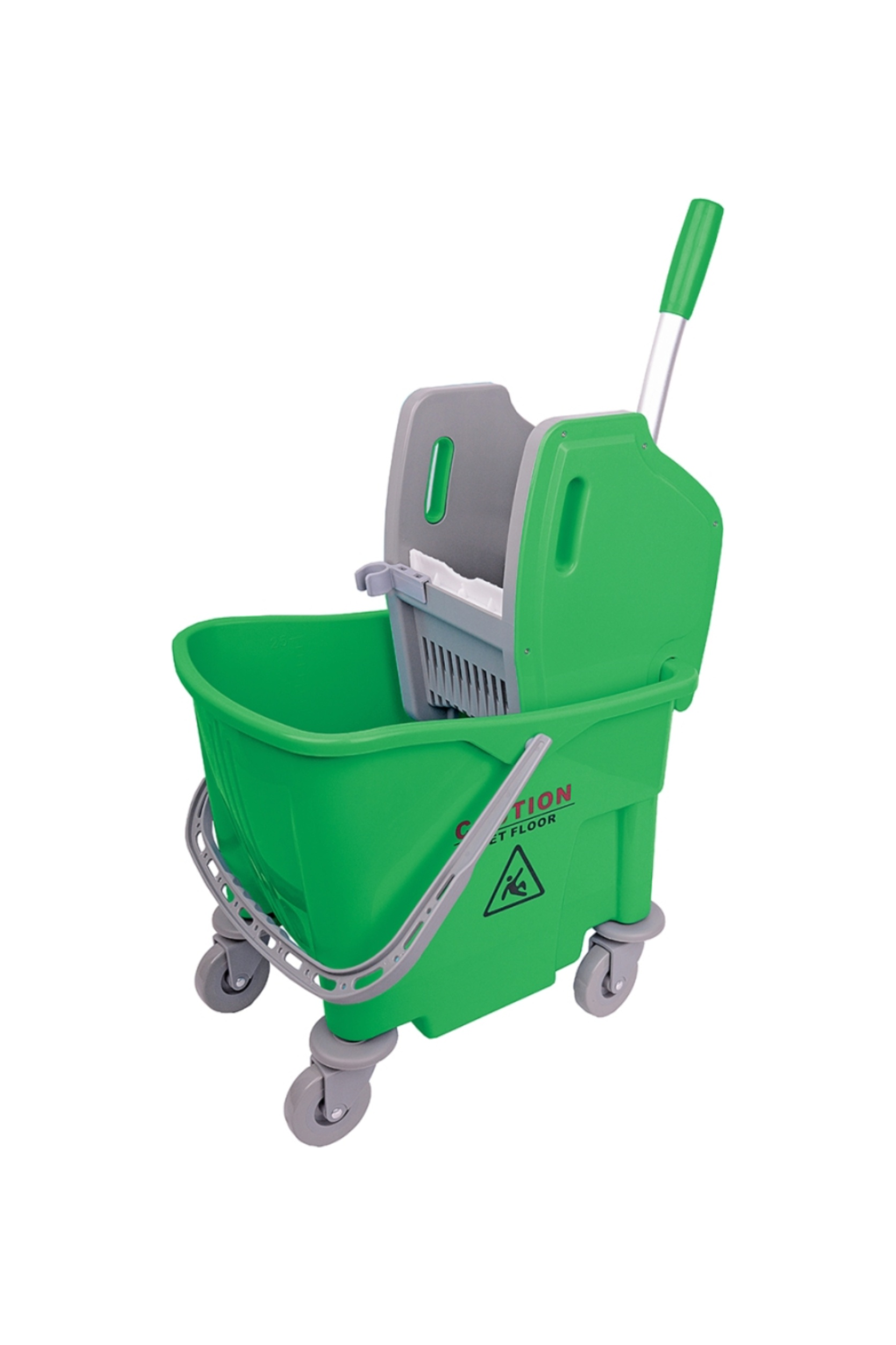 Smoothline Kentucky Bucket & Wringer 25L, green, ergonomic design, heavy duty castors, handle-operated wringer.