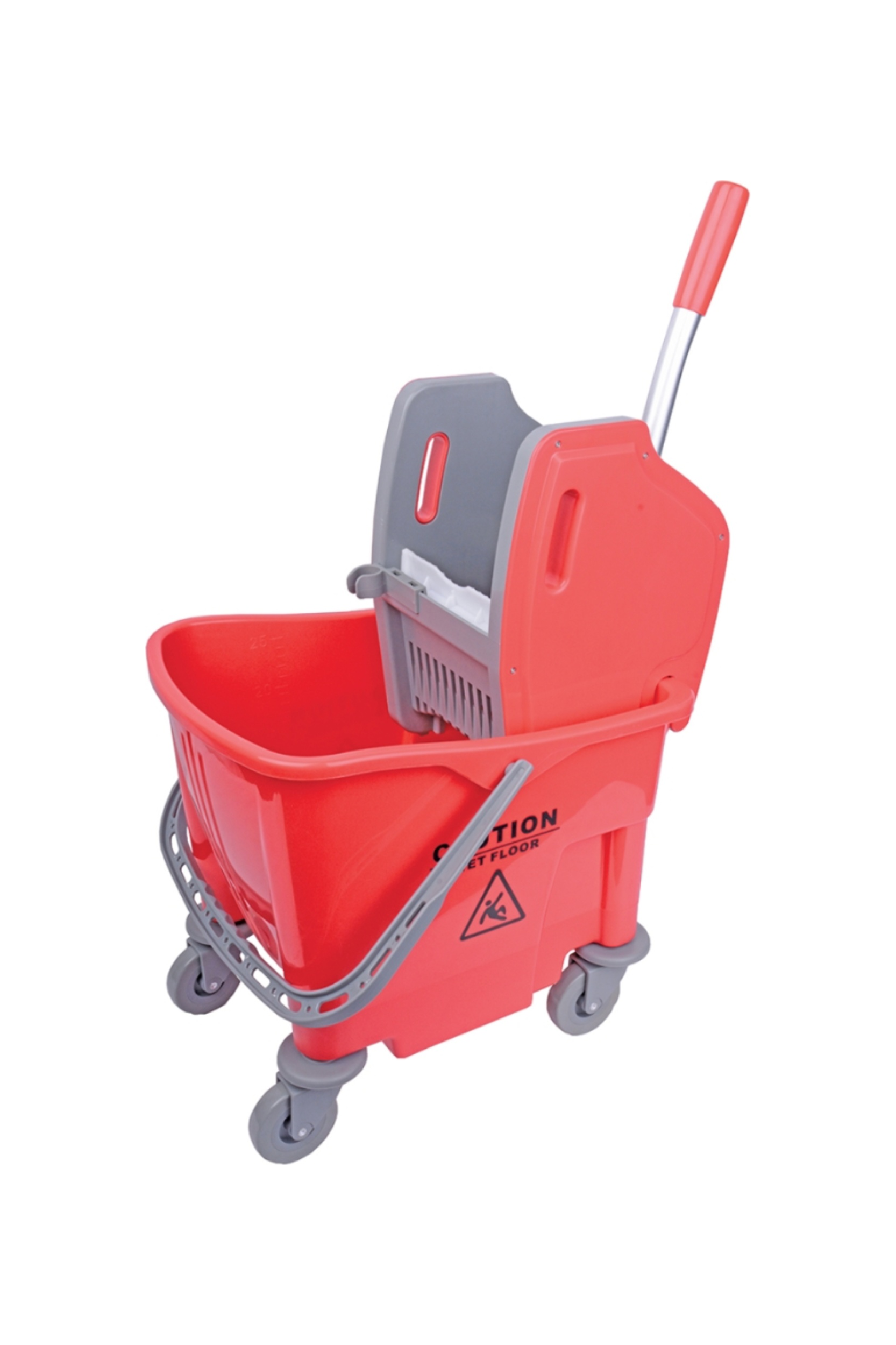 25L Smoothline Kentucky Bucket & Wringer with handle-operated wringer on wheels.