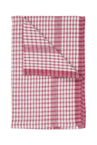 rice weave tea towel pack, red and white check pattern, highly absorbent