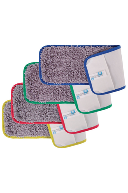 Nano-Ag antibacterial microfibre flat mop pack of 5 with silver nano technology and color-coded trim