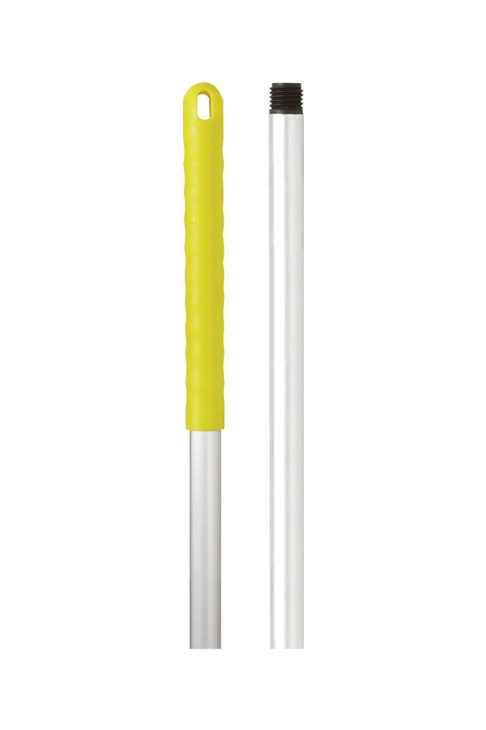 Colour coded universal hygiene handle with yellow grip, aluminium construction, 137cm length.