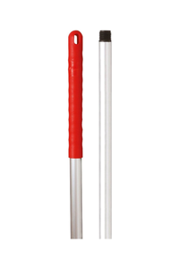 Colour coded universal hygiene mop handle with red grip, aluminium construction, 137cm length.
