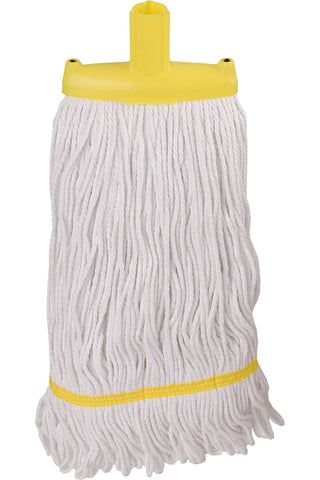 Hygiemix Exel® Prairie Mop 340g with yellow Exel fitting and looped end yarn.