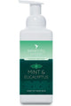 Mint and eucalyptus scented hand foam sanitiser bottle with pump dispenser, effective and hypoallergenic.