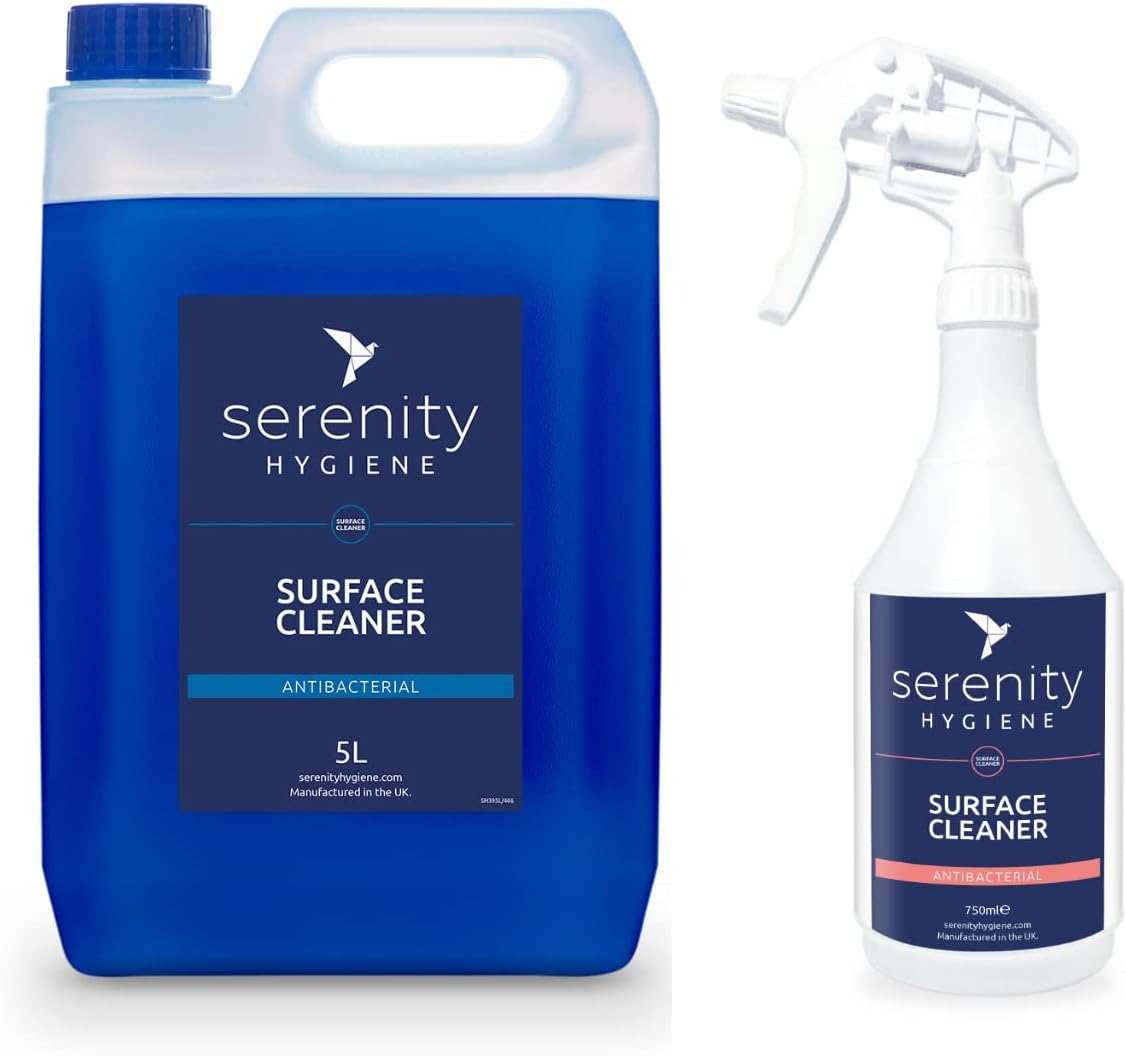 Antibacterial surface cleaner concentrate, eco-friendly and effective, 5L bottle.