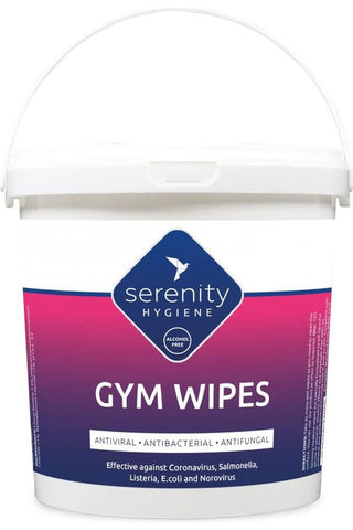 Tub of Serenity Antimicrobial Gym Wipes, alcohol-free, antiviral and antibacterial, 125 extra large wipes.