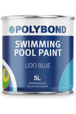 Polybond Swimming Pool Paint can, Lido Blue, durable and photostable for indoor or outdoor use.