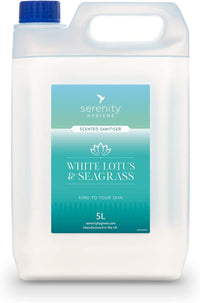 White Lotus and Seagrass Hand Foam Sanitiser 5L bottle with effective biocide, hypoallergenic formula, and pleasant fragrance.