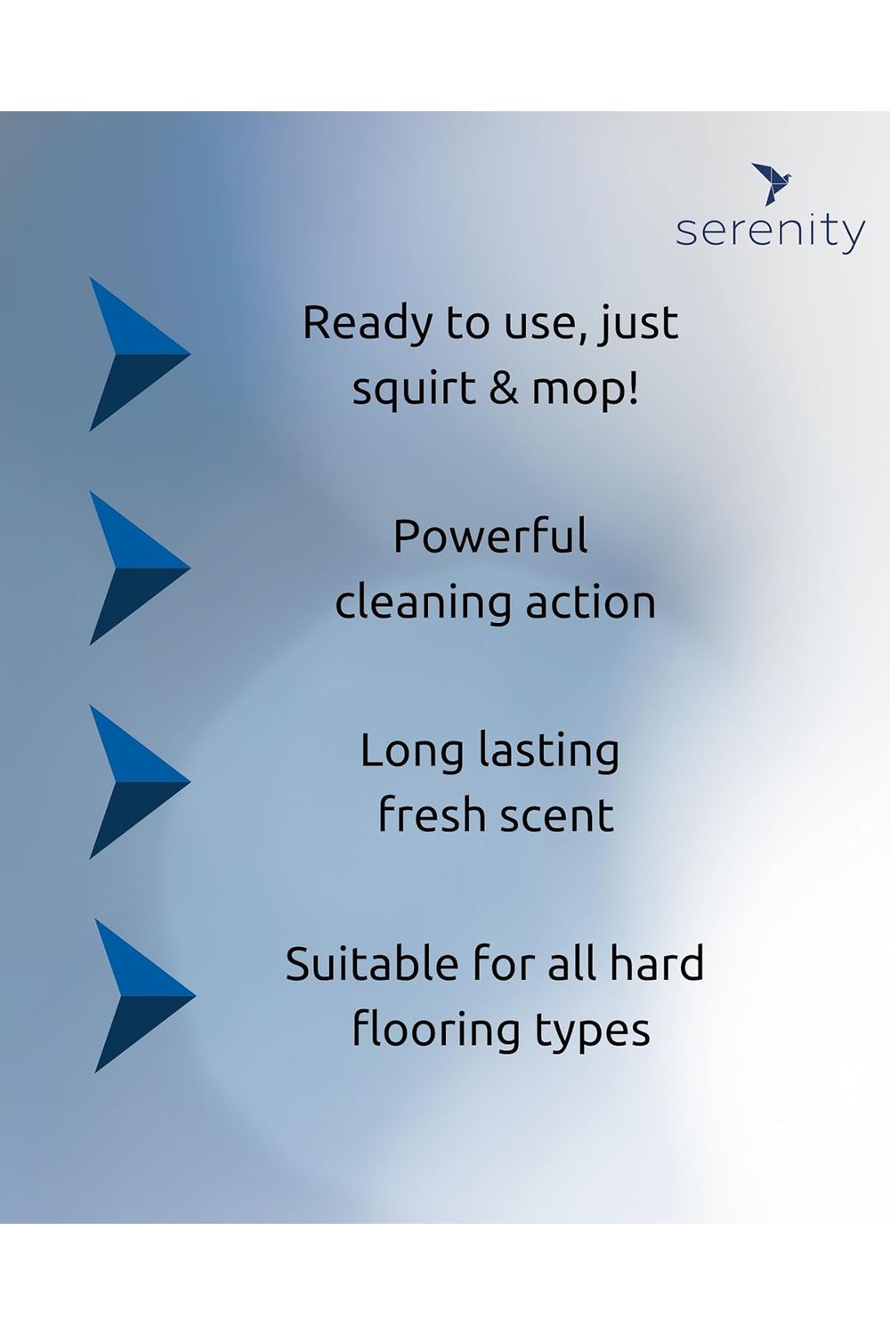 Serenity ready to use floor cleaner features and benefits.