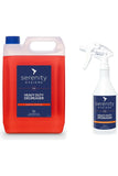 Serenity Heavy Duty Degreaser Concentrate, eco-friendly and effective cleaner, 5L container and spray bottle.