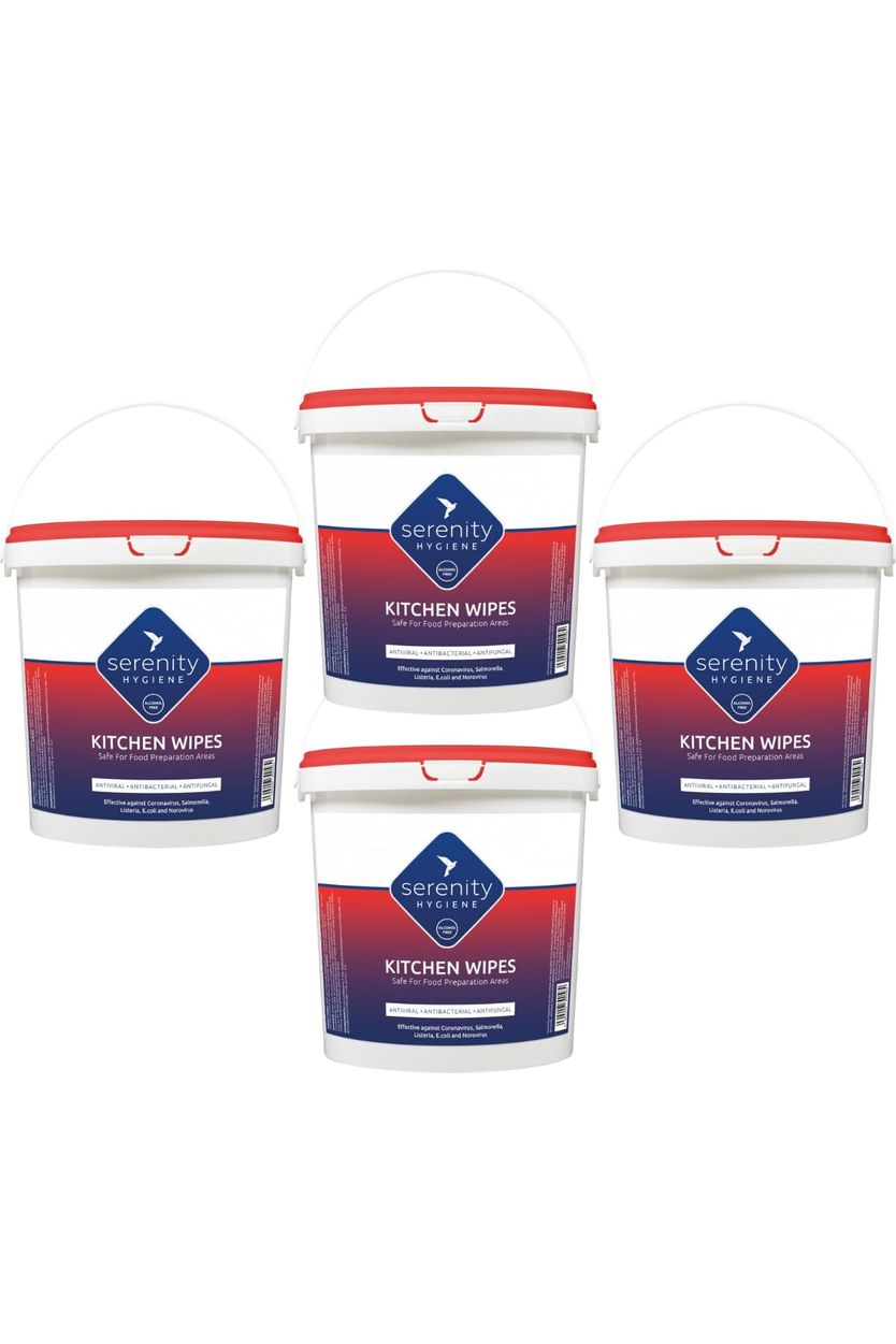 Antimicrobial Kitchen Wipes - 125 Extra Large Alcohol-Free Wipes, Kills 99.9999% Bacteria, Vegan, EU Biocide Compliant.