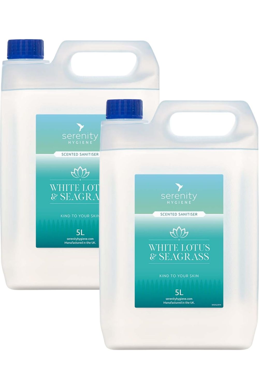 White Lotus and Seagrass Hand Foam Sanitiser bottles, 5L each.
