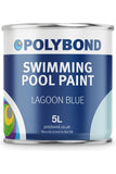 Polybond Swimming Pool Paint can in Lagoon Blue, 5L.