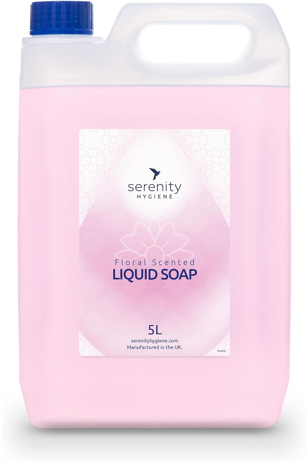 Pearlescent pink hygienic hand soap in 5L bulk refill container.