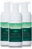 Mint and eucalyptus hand foam sanitiser with hypoallergenic formula, effective biocide, and pleasant fragrance.