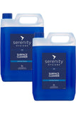 Antibacterial surface cleaner concentrate in blue 5L bottles, suitable for eco-friendly and effective cleaning.