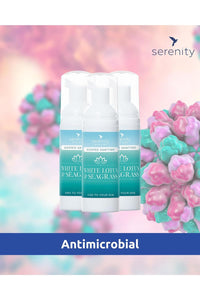 White Lotus and Seagrass Hand Foam Sanitiser with antimicrobial properties.