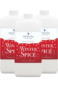 Winter Spice Hand Foam Sanitiser bottles with festive labels and effective germ protection.