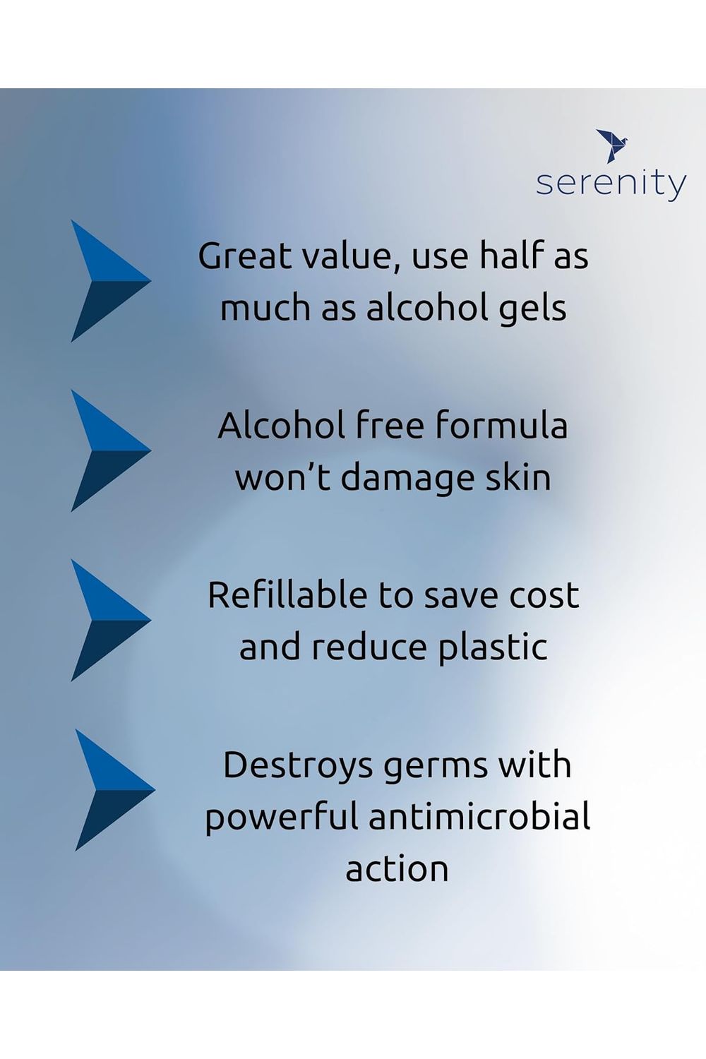 Advanced antibacterial hand gel sanitiser with gentle, alcohol-free formula; effective germ-fighting power.