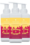 Rhubarb and Custard Hand Foam Sanitiser with hypoallergenic formula.