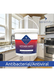 Antimicrobial Kitchen Wipes tub in modern kitchen environment.