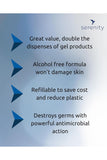 Rhubarb and Custard Hand Foam Sanitiser benefits and features graphic.