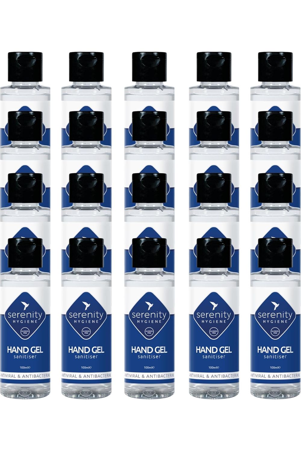 Hand Gel Sanitiser bottles with advanced antiviral antibacterial formula.