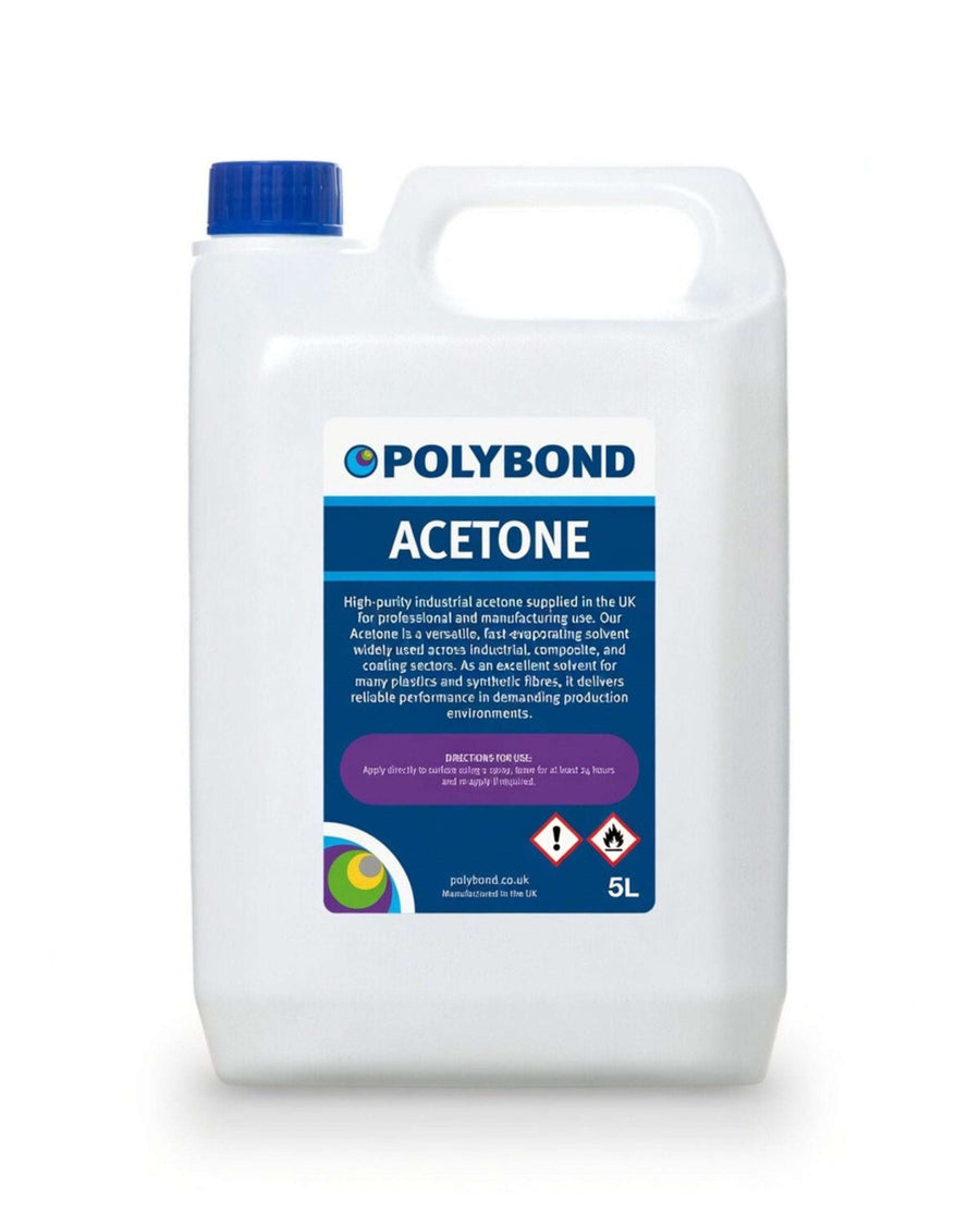 Industrial-grade high-performance acetone solvent in a clear bottle for UK manufacturing and technical trade