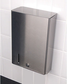 Silver Chrome C-Fold Hand Towel Dispenser made from recycled Zintec metal with 500 sheet capacity and fingerprint-resistant finish