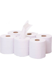 Centre feed white roll, 2 ply, 150 meters, pack of 6.