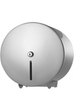 Mini Jumbo Toilet Roll Dispenser Silver Chrome, durable, easy to clean, lockable, recycled metal.