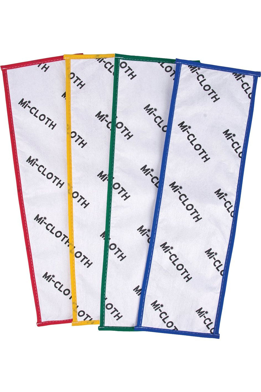 Colour coded microfibre mop heads pack of 50 in four colors.