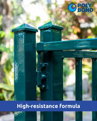 Polybond Poly Enamel Paint can with brush showing durable, high-gloss multi-surface coating for metal, wood, and masonry