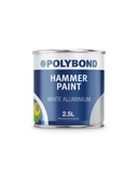 Polybond Hammer Paint 2.5L can with white aluminium finish, ideal for vehicle and machinery enamel.