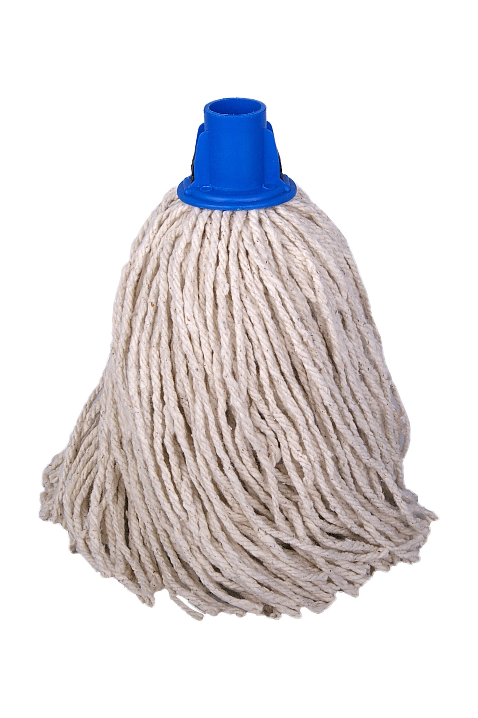 PY Yarn RS1 Socket Mop No.14 J with blue plastic socket, absorbent recycled yarn, for laminate or lino floors, color coded.