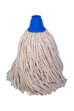 PY Yarn RS1 Socket Mop No.14 J with blue plastic socket, absorbent recycled yarn, for laminate or lino floors, color coded.