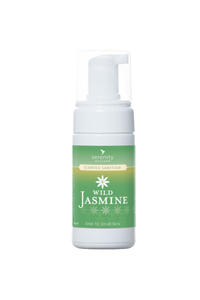 Wild Jasmine Hand Foam Sanitiser bottle with green label.