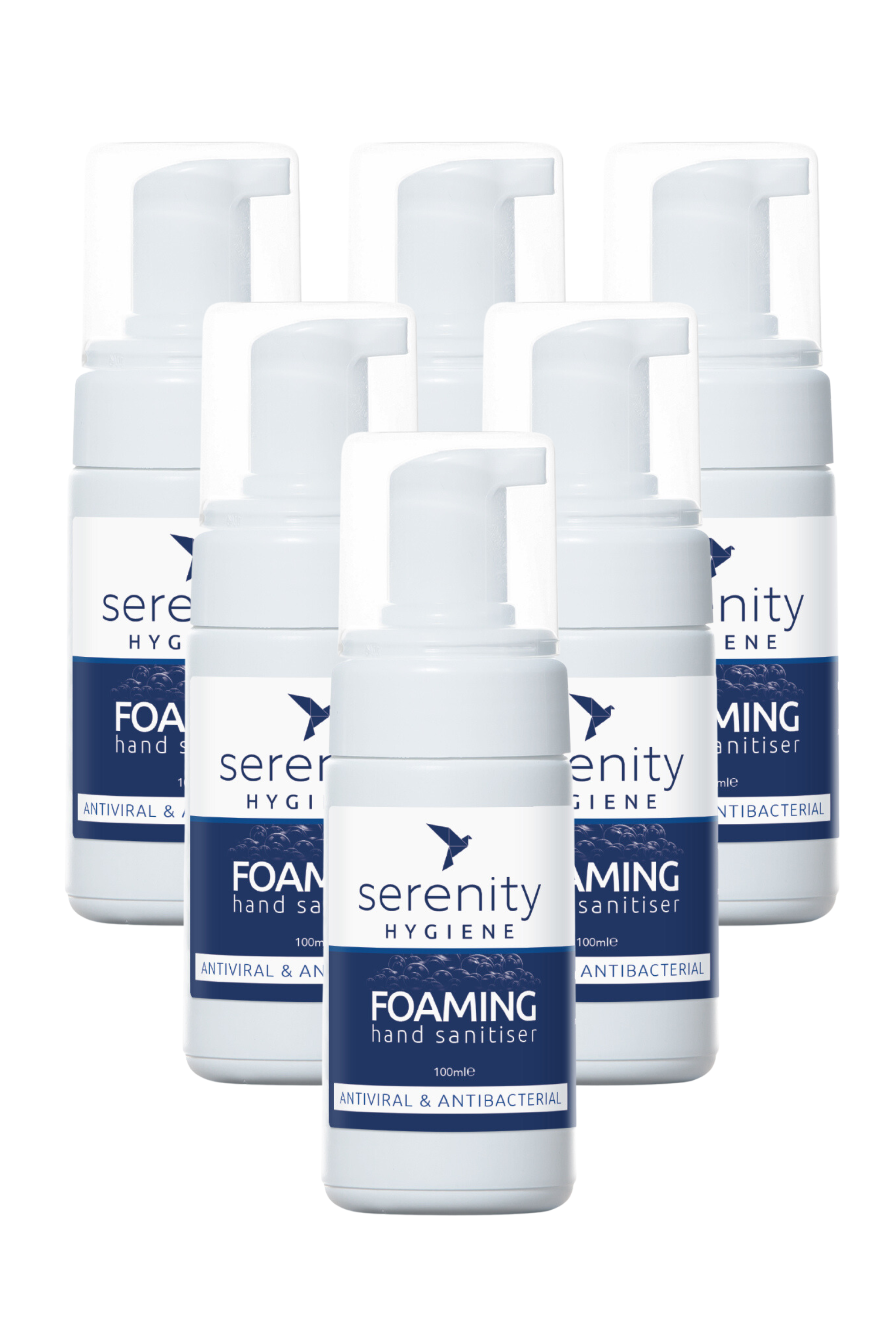 Unscented hand foam sanitiser bottles, gentle and effective germ protection.