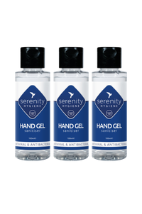 Hand Gel Sanitiser bottles with antiviral and antibacterial properties.