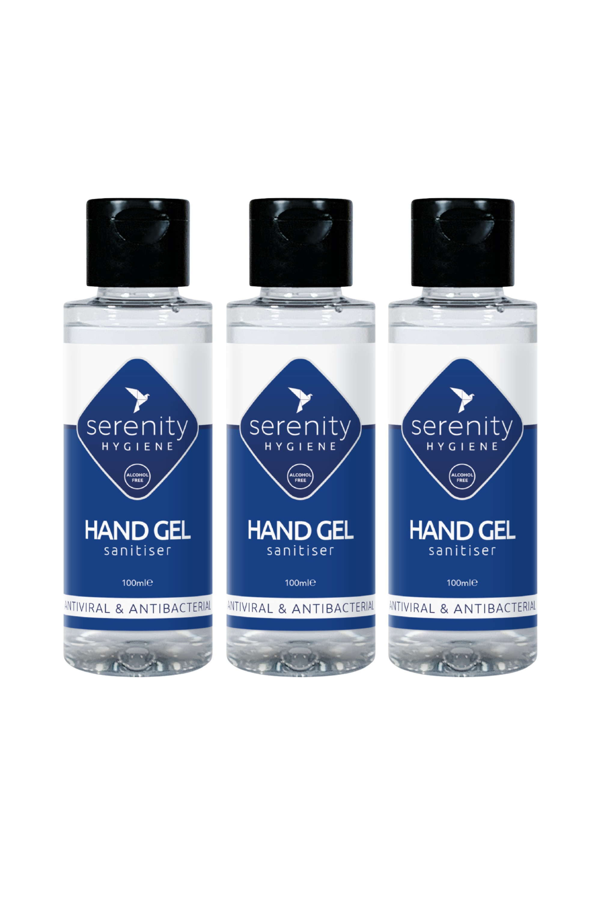 Hand Gel Sanitiser bottles with antiviral and antibacterial properties.