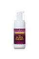 Black Cherry Hand Foam Sanitiser bottle with foam pump and cherry imagery showcasing hypoallergenic, alcohol-free sanitiser with black cherry fragrance