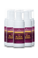 Black Cherry Hand Foam Sanitiser bottle with foaming hand sanitiser and cherry fragrance label