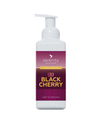 Black Cherry Hand Foam Sanitiser bottle with foaming dispenser and cherry graphics
