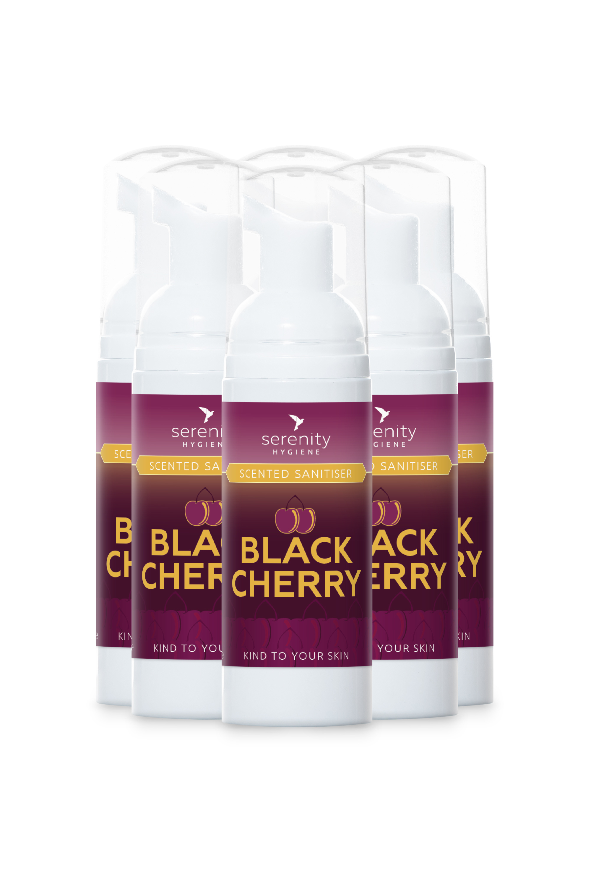 Black Cherry Hand Foam Sanitiser bottle with foaming hand sanitizer and cherry scent