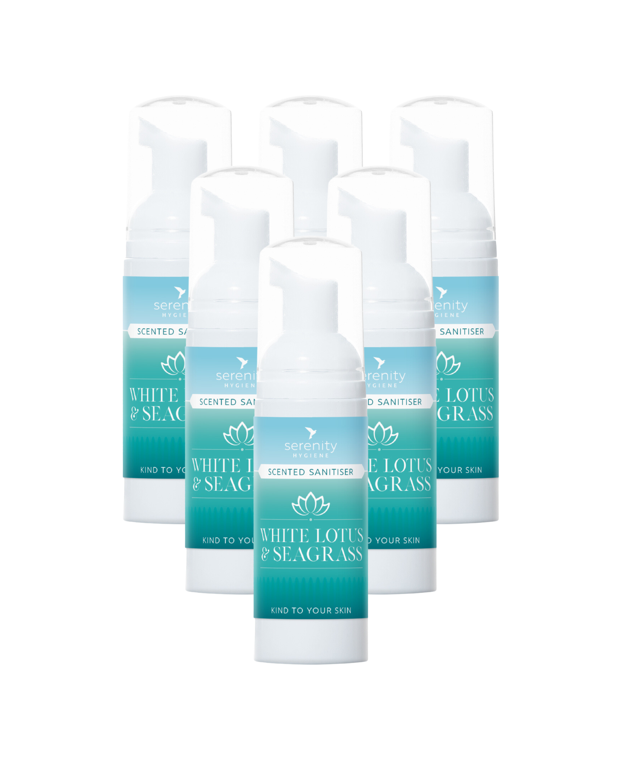 Seagrass Hand Foam Sanitiser with White Lotus scent, gentle and effective cleansing.