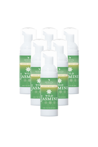 Wild Jasmine Hand Foam Sanitiser bottles with green labels, hypoallergenic and alcohol-free.