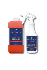Serenity Heavy Duty Degreaser Concentrate bottles with spray nozzle.