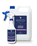 Antibacterial Surface Sanitiser Concentrate bottles, powerful detergent for grease removal and pathogen killing.