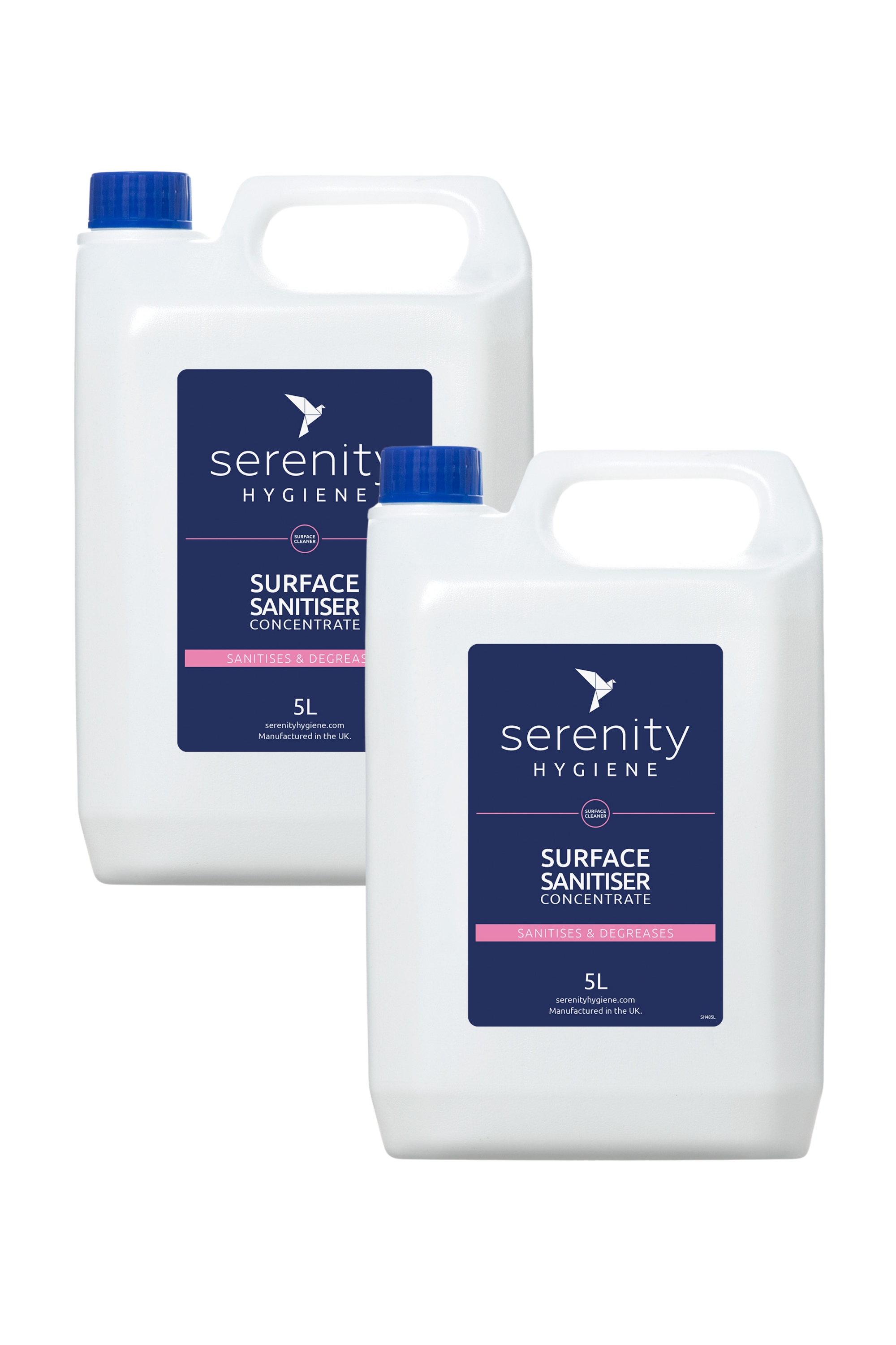 Antibacterial surface sanitiser concentrate 5L bottles.
