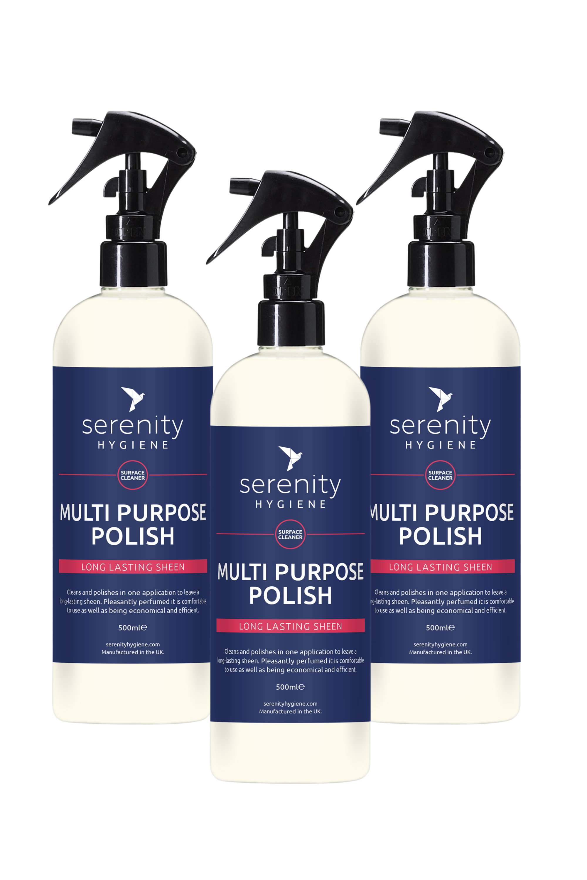 Multipurpose Polish spray bottle set for quick cleaning and long-lasting sheen.